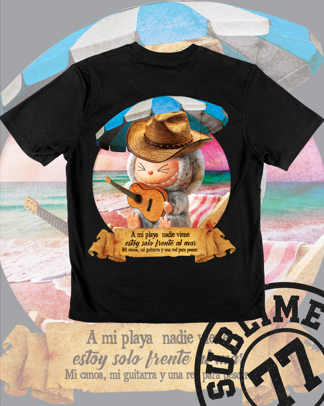 🏝️ “Labubu Frente al mar… con sombrero y desamor” — Costa Bélica Edition