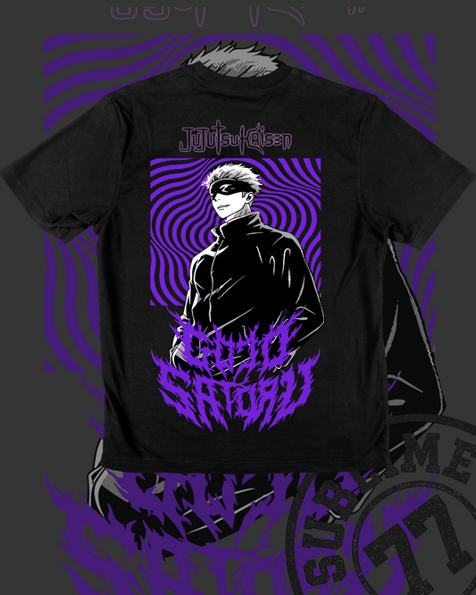 🔮 GOJO SATORU – Playera anime psicodélica | Jujutsu Kaisen edición púrpura