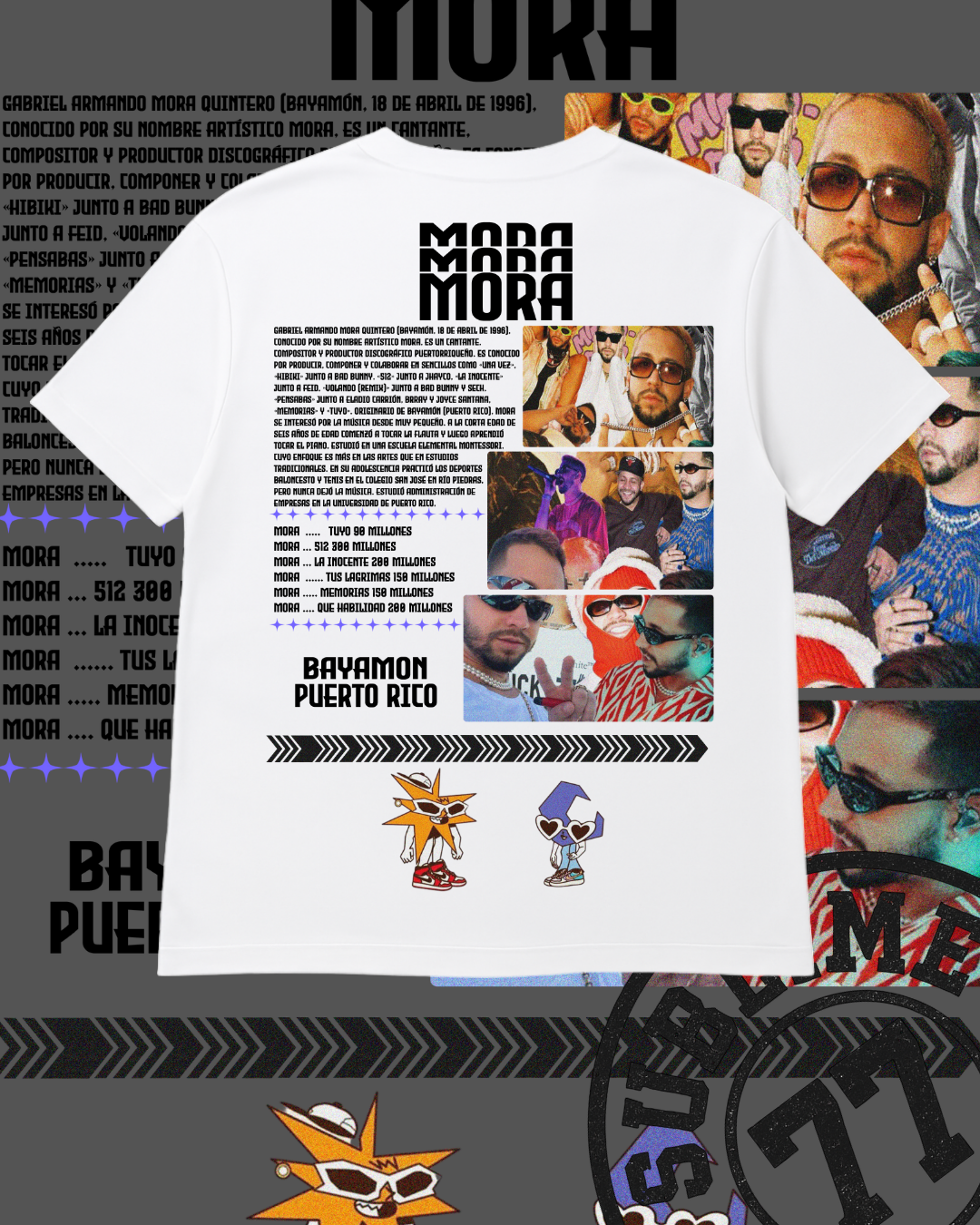 MORA “Bayamón Real” | Playera Blanca con Estilo Retro y Datos Duros