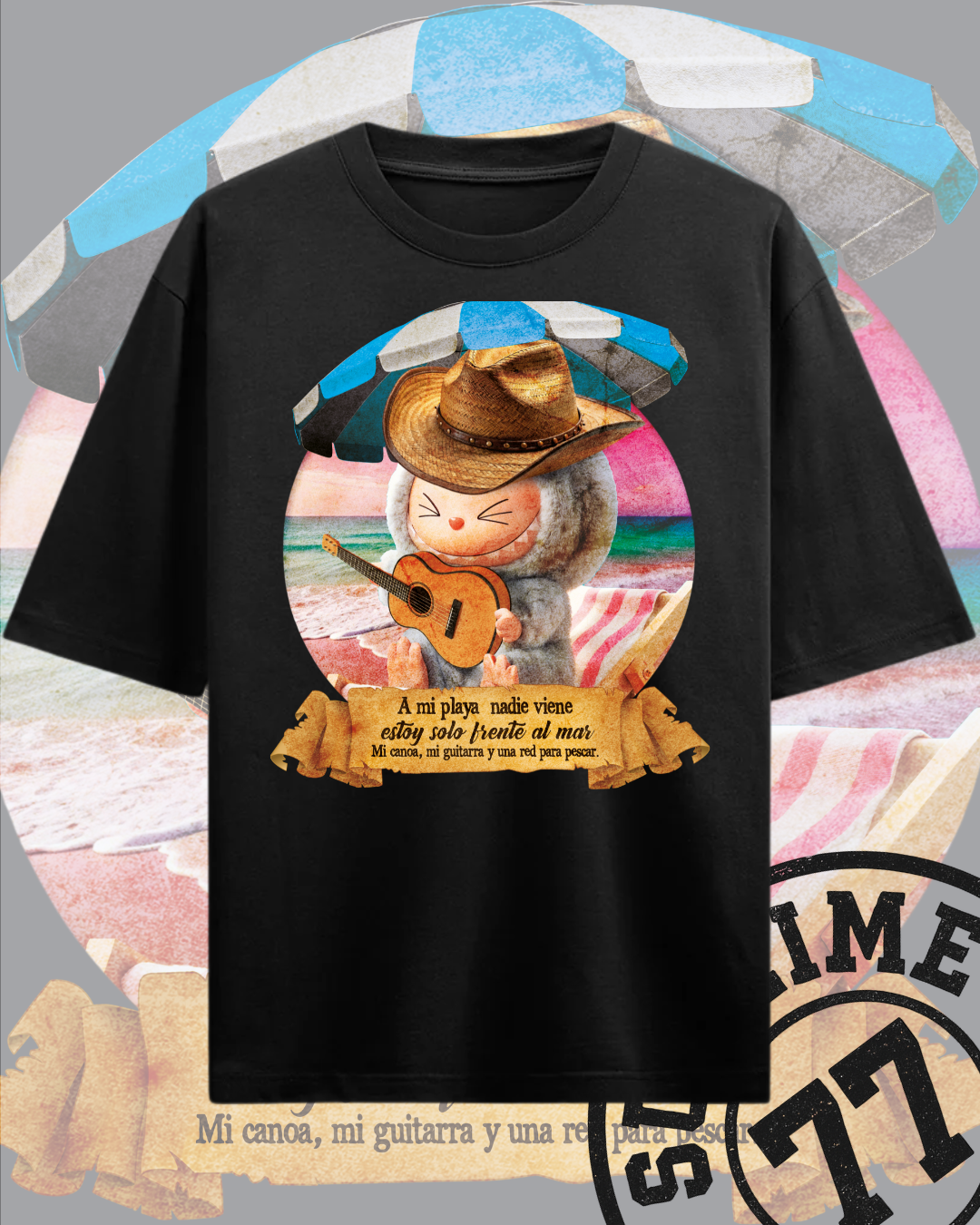 🏝️ “Labubu Frente al mar… con sombrero y desamor” — Costa Bélica Edition