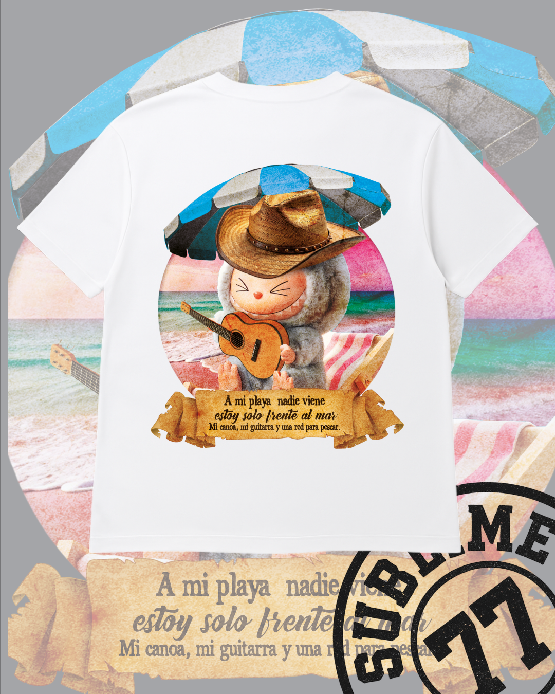 🏝️ “Labubu Frente al mar… con sombrero y desamor” — Costa Bélica Edition