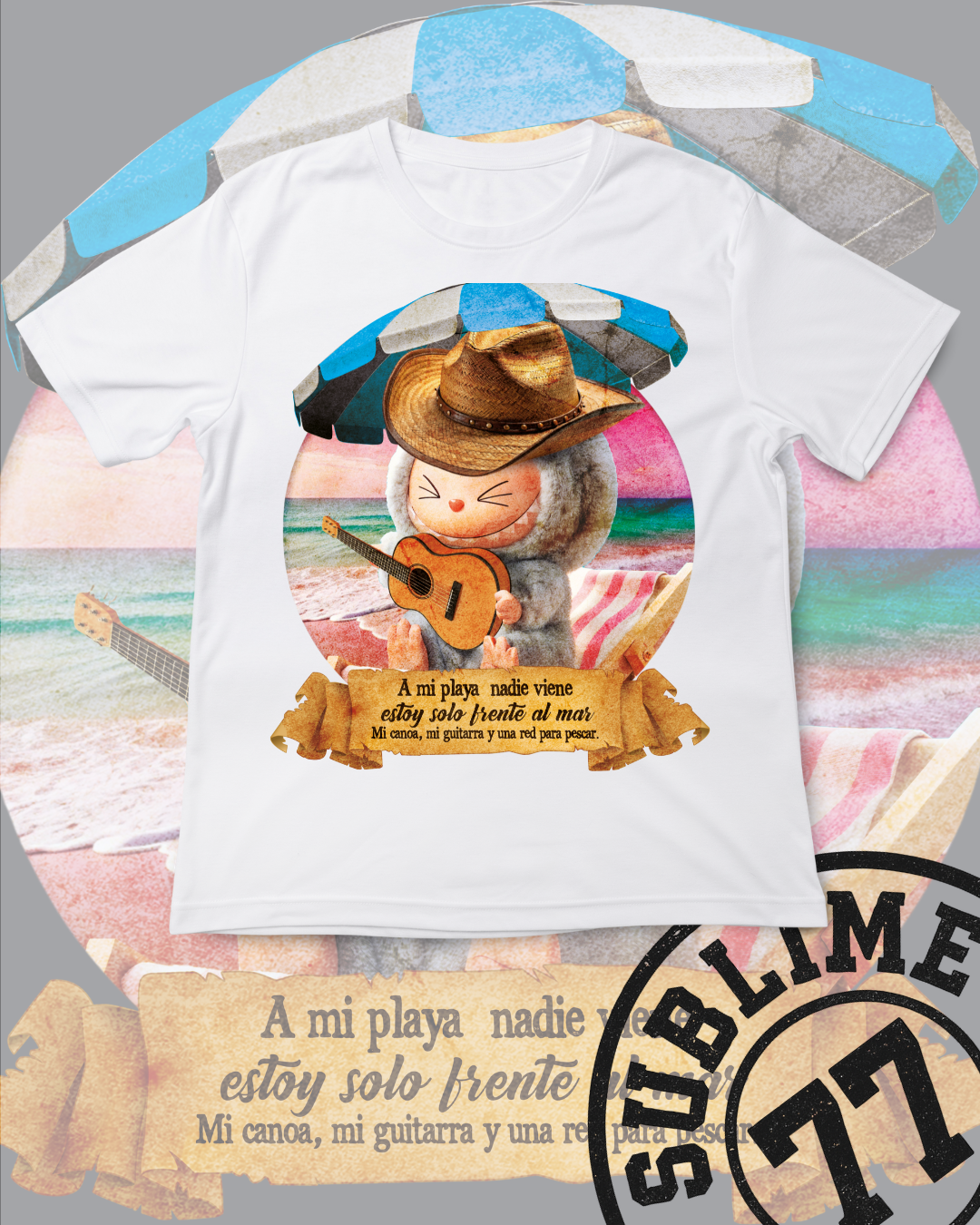 🏝️ “Labubu Frente al mar… con sombrero y desamor” — Costa Bélica Edition