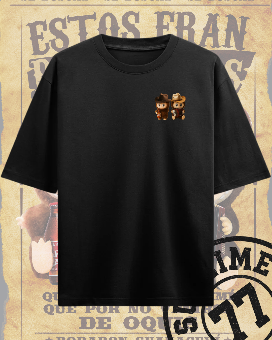🔥 “Labubus De Mapimí pa’l mundo” — Camiseta Wanted Dos Amigos (Carta Blanca Edition)