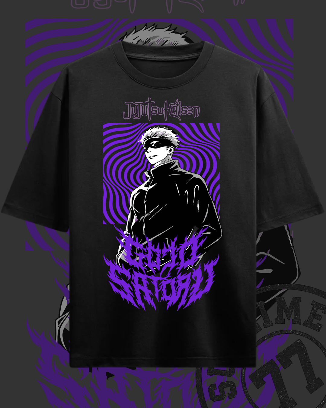 🔮 GOJO SATORU – Playera anime psicodélica | Jujutsu Kaisen edición púrpura