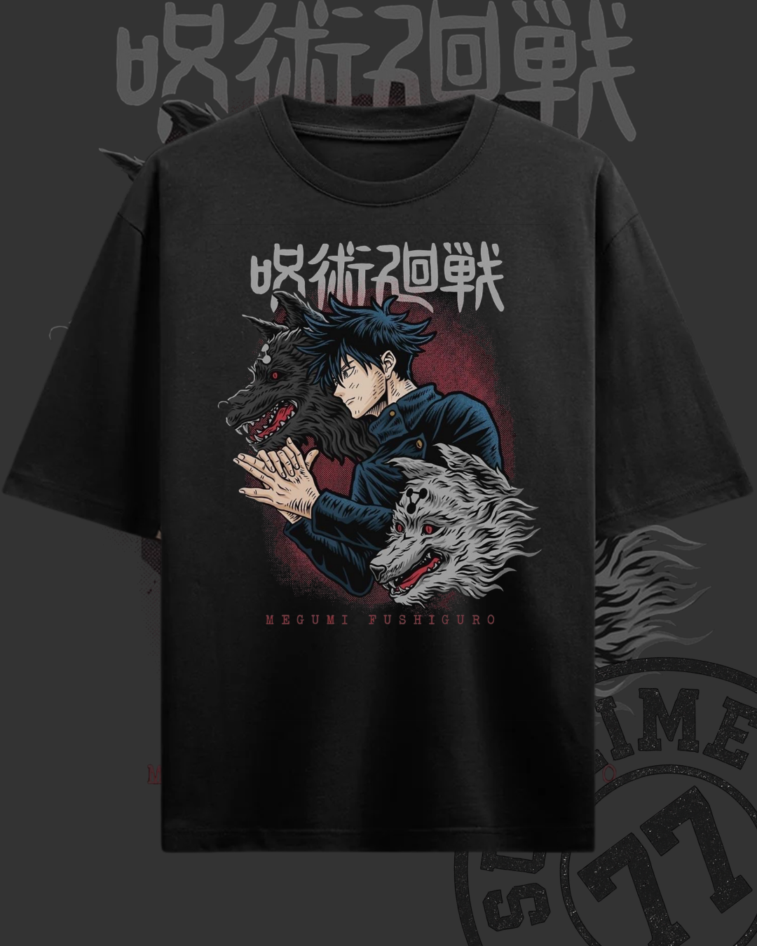 🐺 MEGUMI FUSHIGURO – Playera anime con lobos divinos | Estilo Jujutsu Kaisen